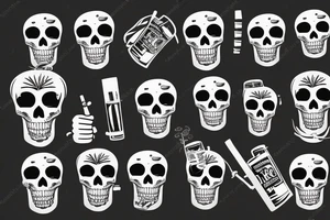 Skeleton drinking beer with cigarette tattoo idea