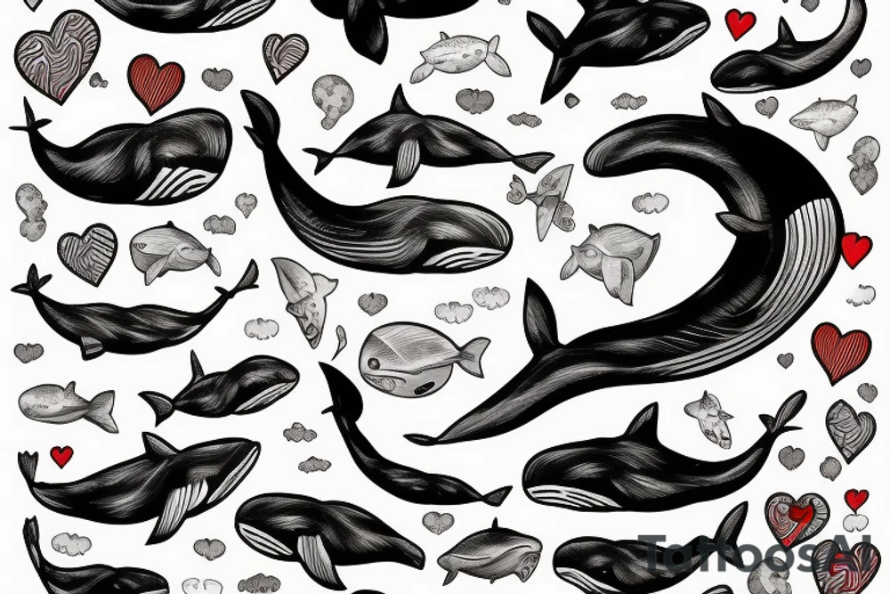 Whale 52 Herz tattoo idea