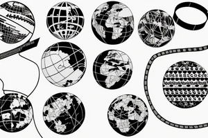 adhesive tape wrapping the globe tattoo idea