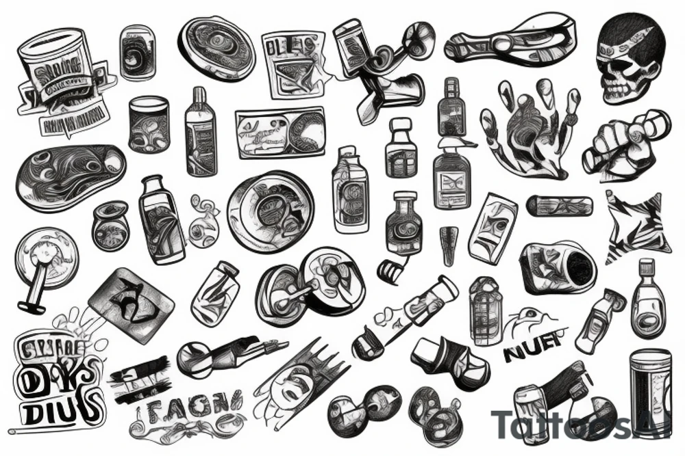 Drugs and gym tattoo idea