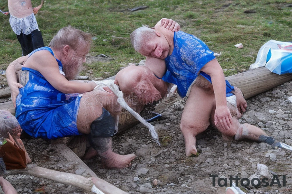 Projekt taktażu 
 Dwa anioły wyciągające ducha japońskiego wojownika(samuraja) z jego ciała duch przykuty łańcuchami do swojego ciała


Wojownik nad którym lata anioł śmierci, jest tam też anioł stróż który chroni duszy wojownika, kwiat wiśni tattoo idea