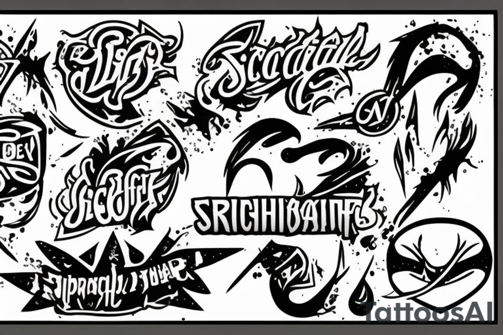 Sacrieur logo with splashes of blood tattoo idea