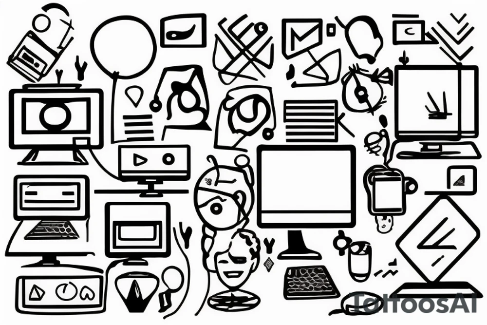 computer system mix with dopamine hormone tattoo idea