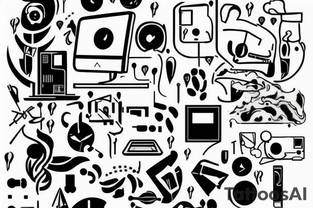 computer system mix with dopamine hormone tattoo idea