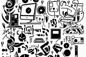 computer system mix with dopamine hormone tattoo idea