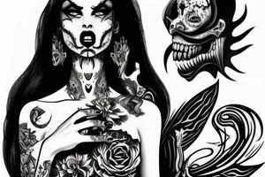 demon woman face tattoo idea