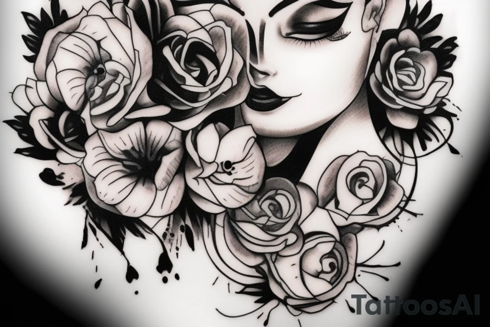 woman face tattoo idea