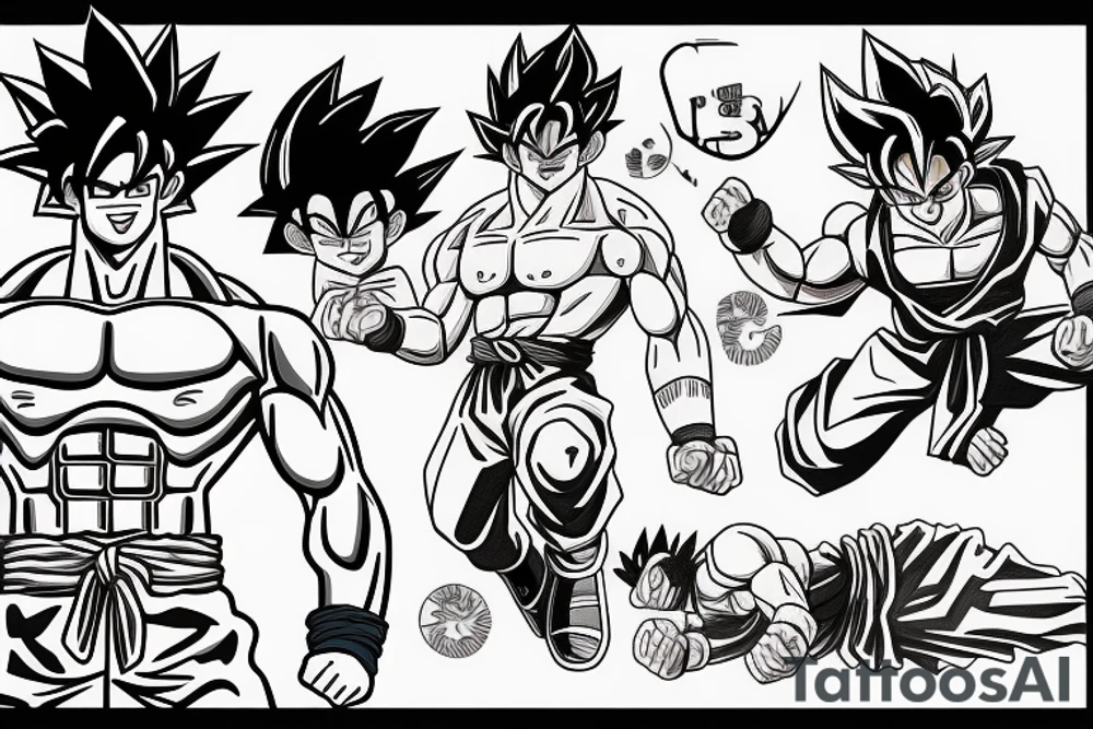 son goku in gym tattoo idea