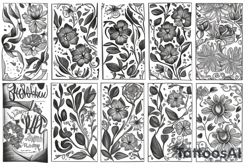 Books flowers tattoo idea