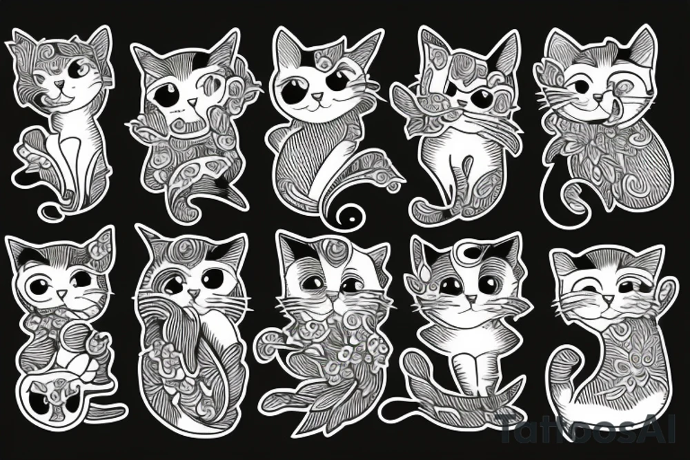 Cat flower tattoo idea