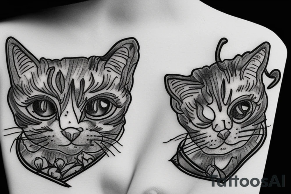 Cat flower tattoo idea