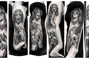 cerberus standing on the styx river tattoo idea