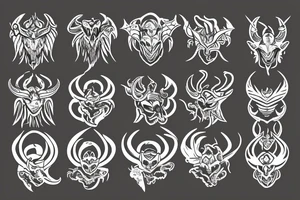 Scorpio and demon wing
Challenger text tattoo idea