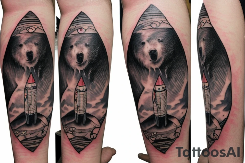 Bear carrying a rocket tattoo idea