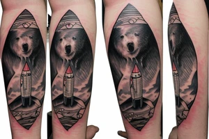 Bear carrying a rocket tattoo idea