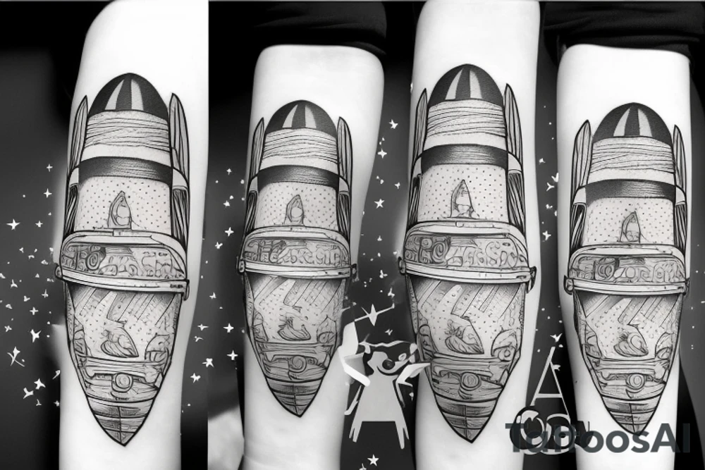 Bear carrying a rocket tattoo idea