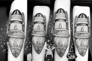 Bear carrying a rocket tattoo idea