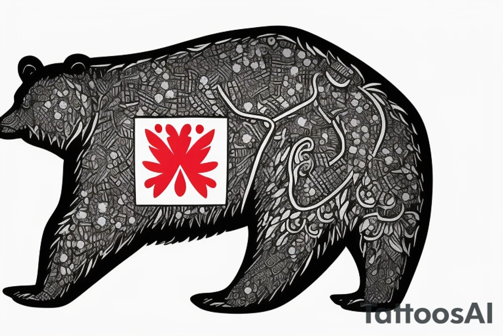 Bear with polish flag tattoo idea
