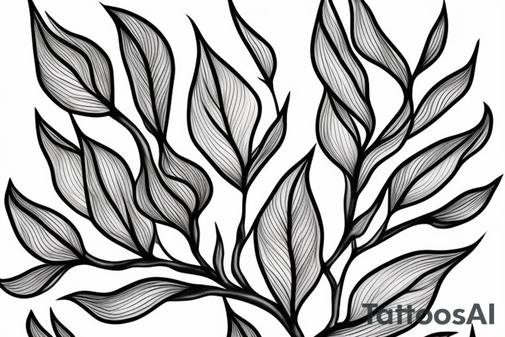 Linear Magnolia branch with one big flower and two tiny blossoms tattoo idea