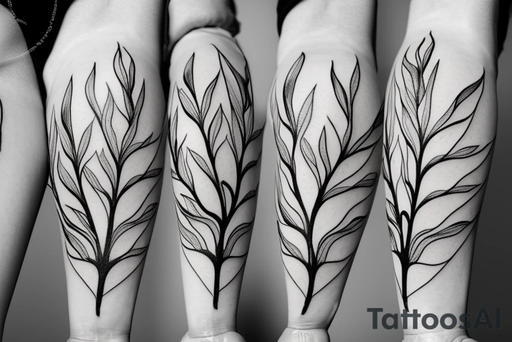 Linear Magnolia branch with one big flower and two tiny blossoms tattoo idea