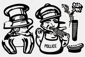 pork wearing a soldier helmet smoking tobbacco tattoo idea
