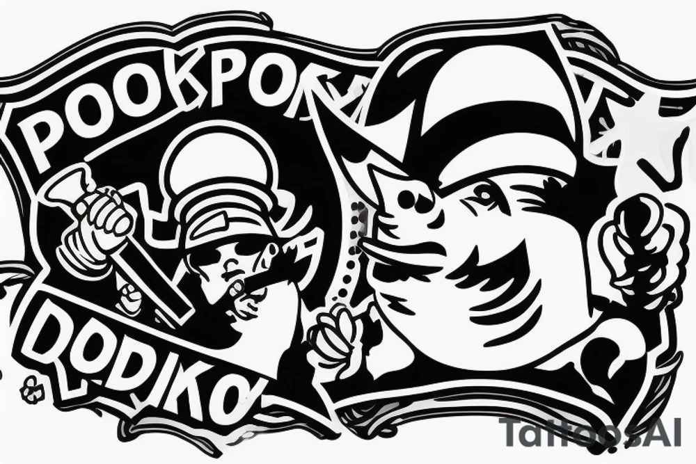 pork wearing a soldier helmet smoking tobbacco tattoo idea