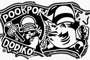 pork wearing a soldier helmet smoking tobbacco tattoo idea
