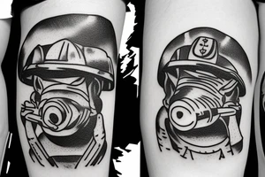 pig wearing a soldier helmet smoking tobbacco tattoo idea