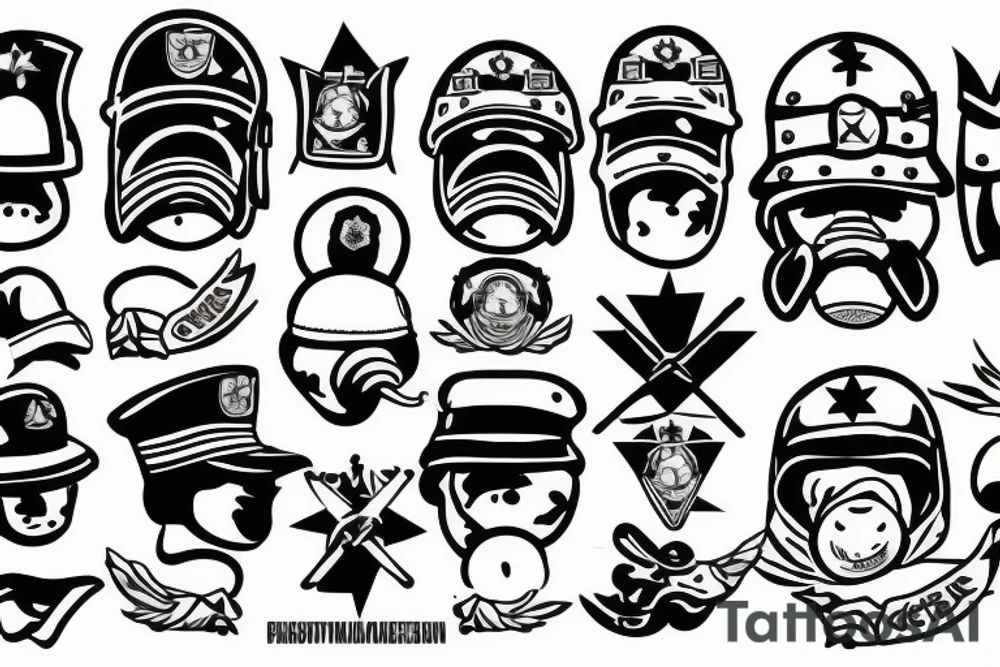 pig wearing a soldier helmet tattoo idea