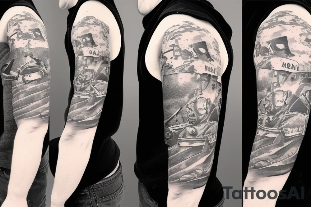 pig wearing a soldier helmet tattoo idea