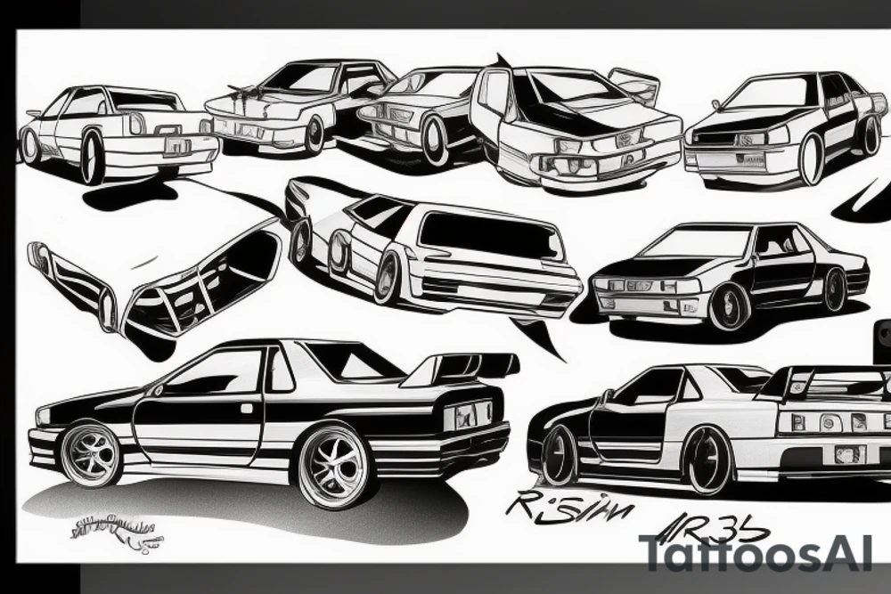 Nissan skyline r33 GT-R tattoo idea