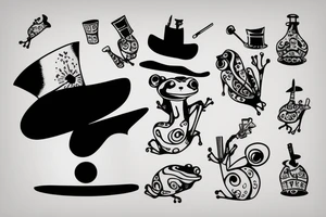 frog with high-hat and cigarette tattoo idea