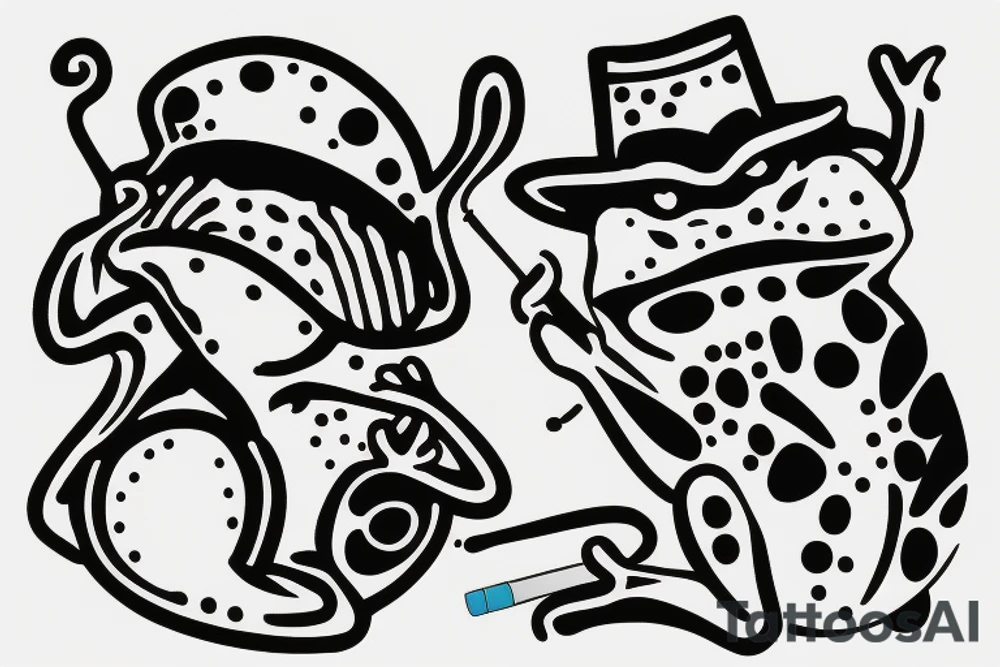 frog with high-hat and cigarette tattoo idea