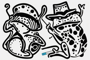 frog with high-hat and cigarette tattoo idea