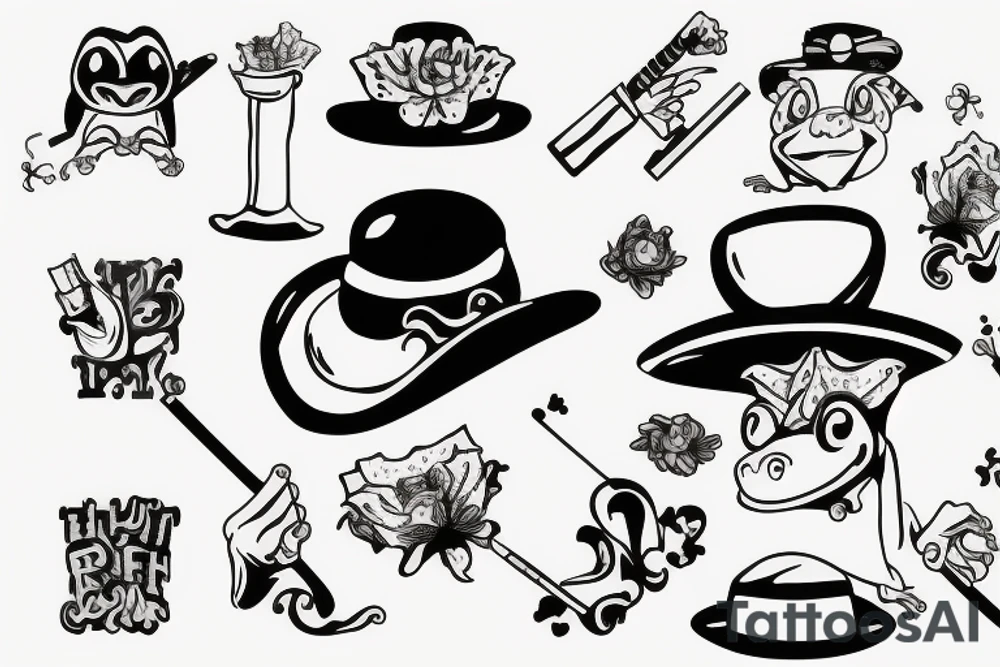 frog with high-hat and cigarette tattoo idea