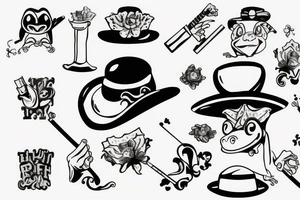 frog with high-hat and cigarette tattoo idea
