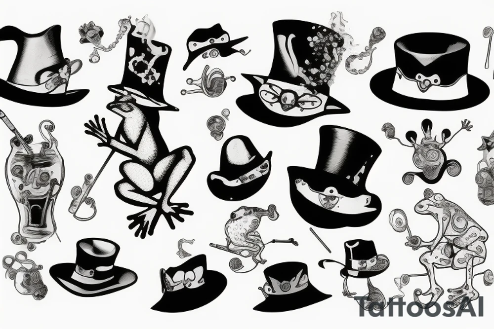 frog with high-hat and cigarette tattoo idea
