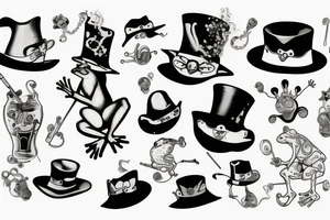 frog with high-hat and cigarette tattoo idea