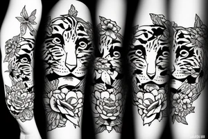 Tiger face with flower tattoo idea