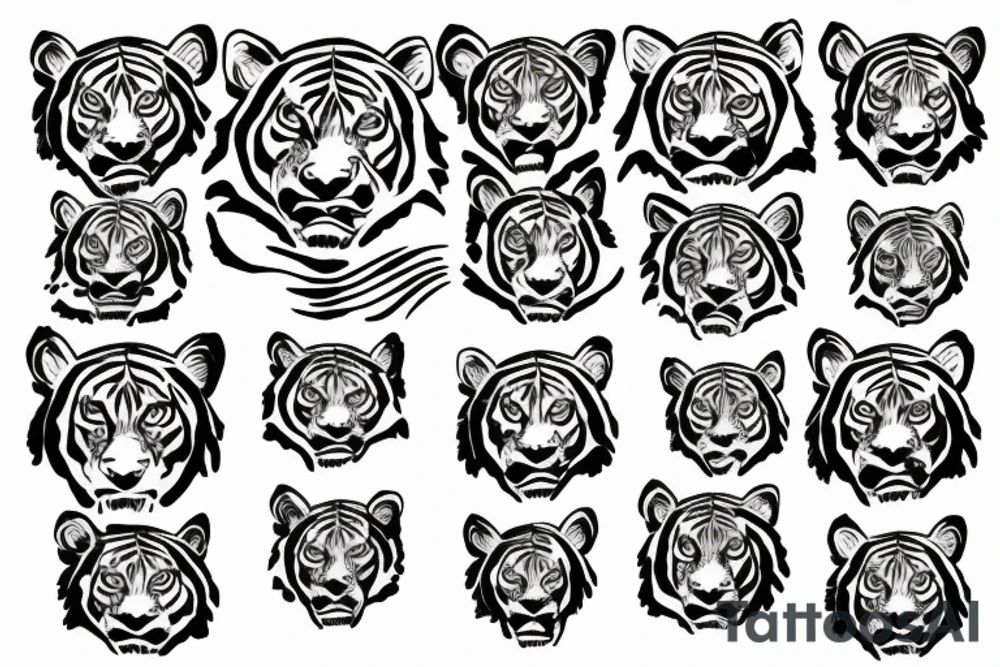 Tiger face with flower tattoo idea