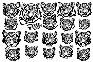 Tiger face with flower tattoo idea