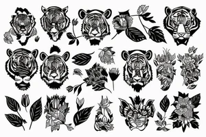 Tiger with flower tattoo idea
