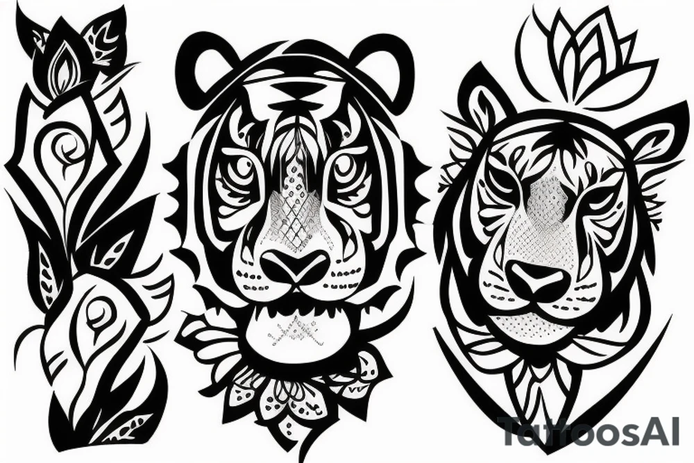 Tiger with flower tattoo idea