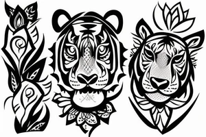 Tiger with flower tattoo idea