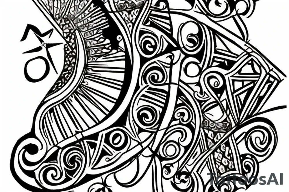 mount athos with stairs to top and the sea at the bottom tattoo idea