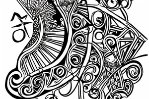 mount athos with stairs to top and the sea at the bottom tattoo idea