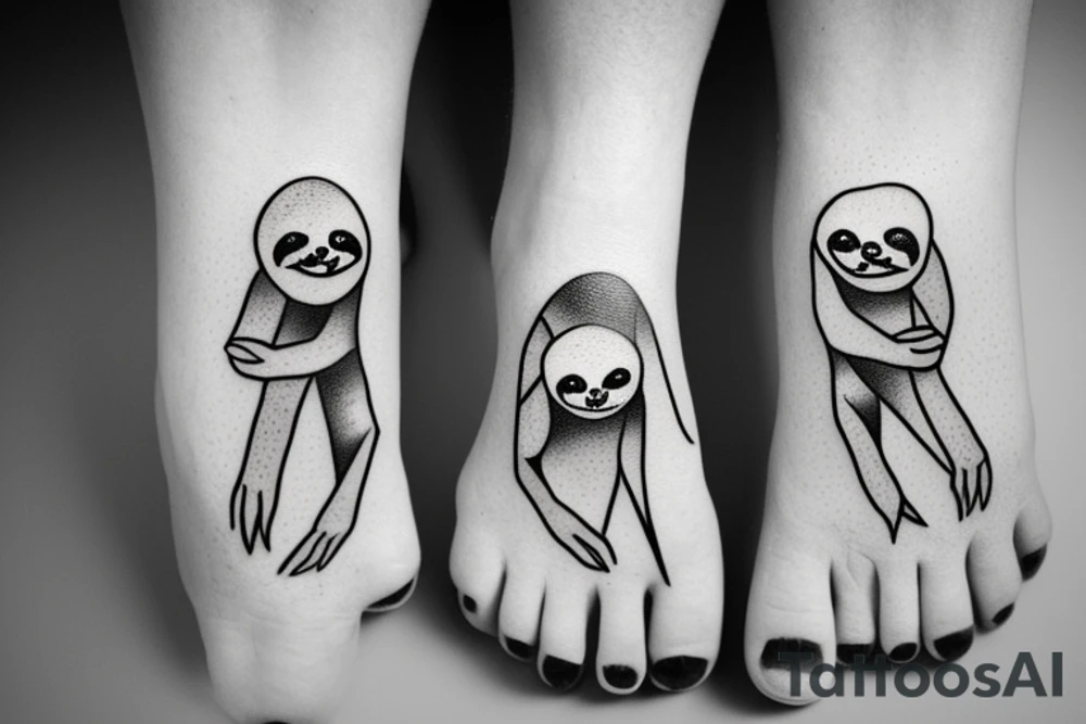 sloth with human hands and feet tattoo idea