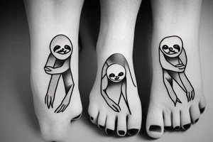sloth with human hands and feet tattoo idea