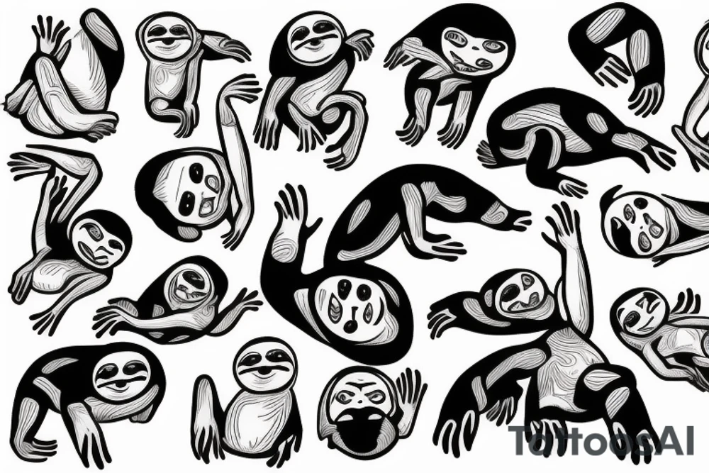 sloth with human hands and feet tattoo idea