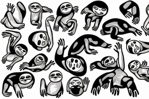 sloth with human hands and feet tattoo idea